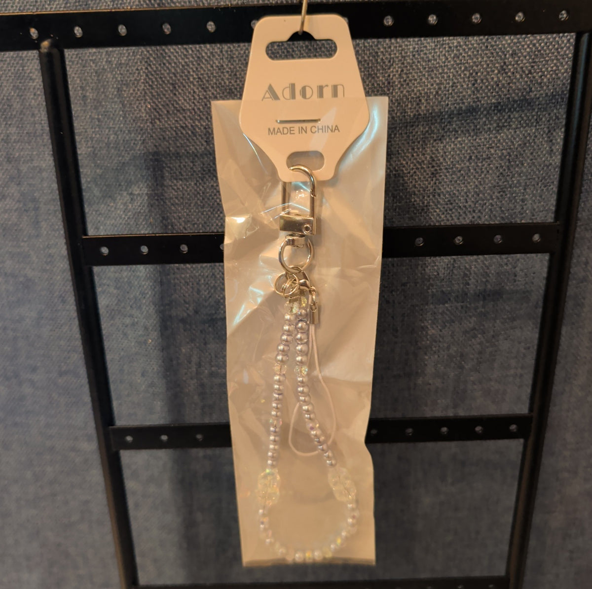Adorn Beaded Phone Strap Charm Pearl Glass Crystal Y2K Keychain New Card