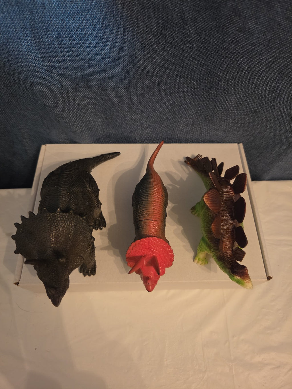 Dinosaur Toy Figures Lot of 3 Triceratops Stegosaurus Vintage Plastic Toy