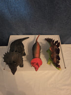 Dinosaur Toy Figures Lot of 3 Triceratops Stegosaurus Vintage Plastic Toy