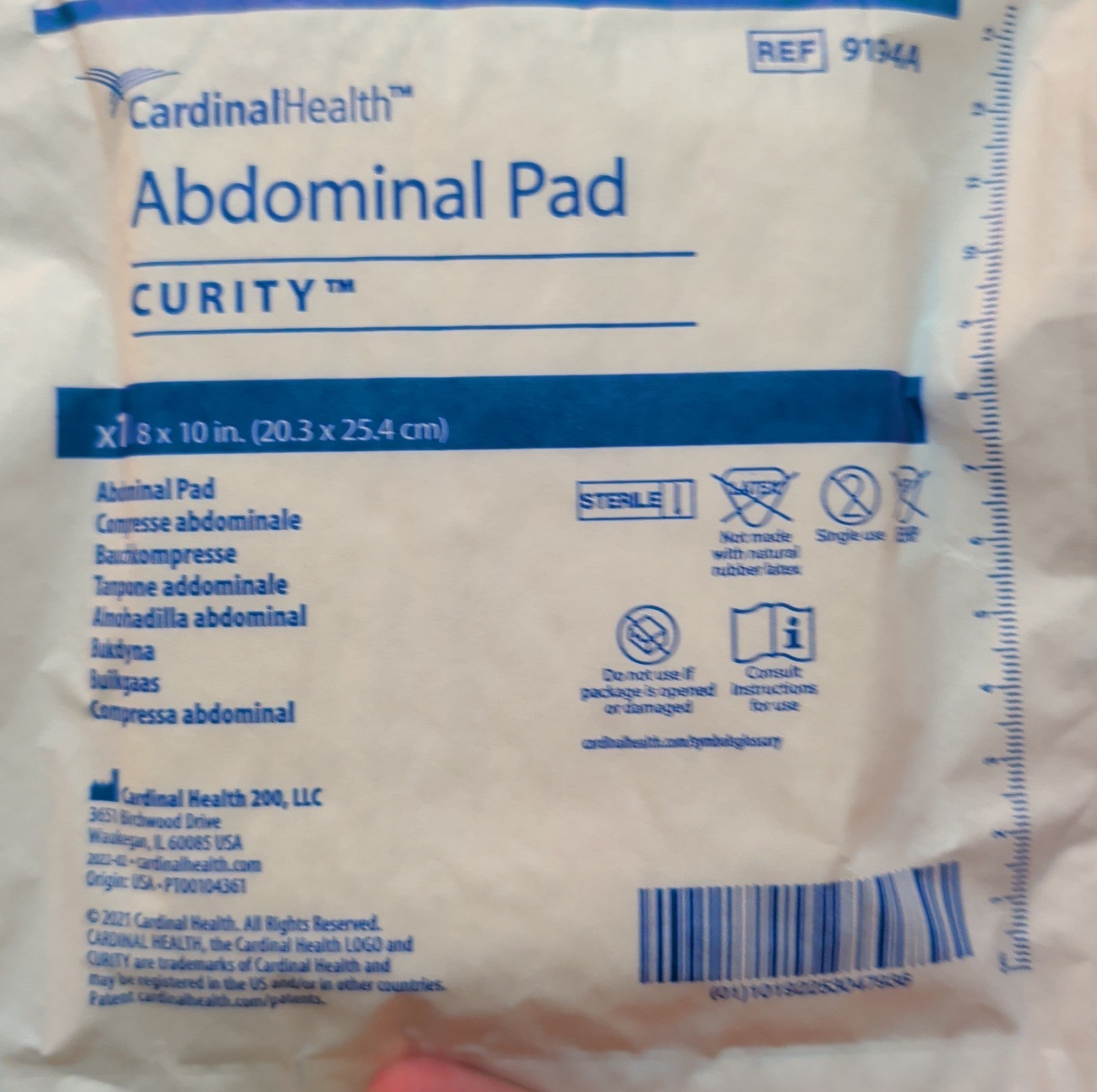 Curity Cardinal Health 8x10 Abdominal Pads Sterile 72-Ct New EXP 2029 9194A