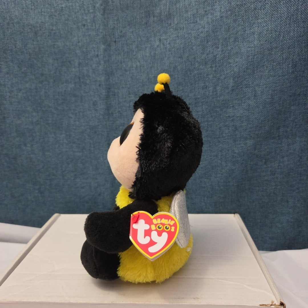 Ty Beanie Boos Buzby the Bee 6" Plush Gold Glitter Eyes Retired 2014 MWMT 36150