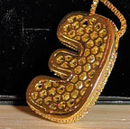 Bubble Letter E Necklace Rhinestone Gold Tone Y2K Vibe