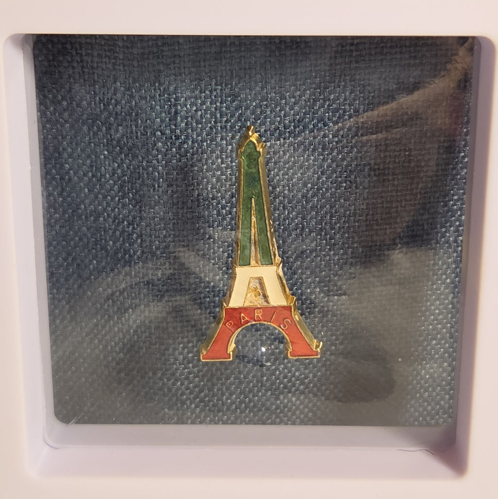 Paris Eiffel Tower Enamel Metal Brooch Vintage Pin