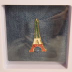 Paris Eiffel Tower Enamel Metal Brooch Vintage Pin