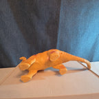 Apatosaurus Dinosaur Toy 11” Soft Vinyl Orange Red Stripe Brontosaurus Figure