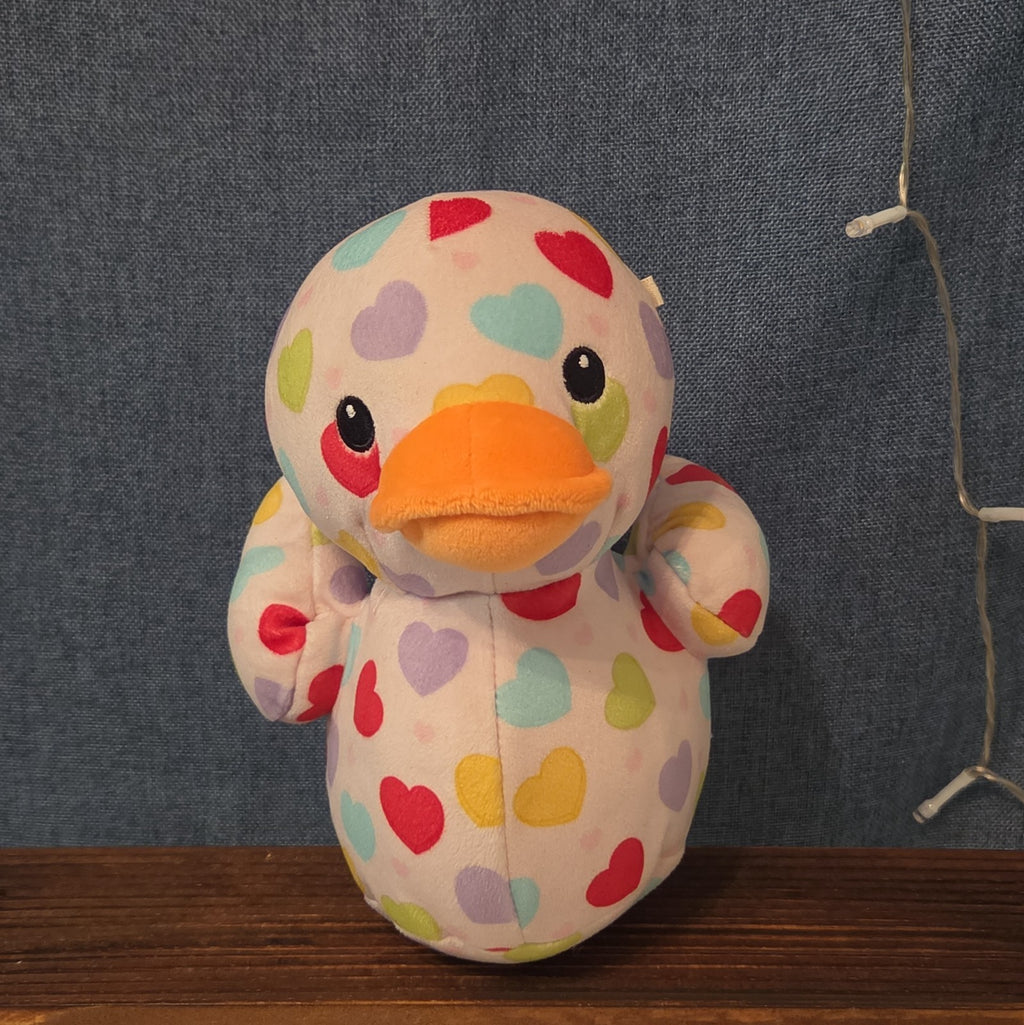 Way To Celebrate Duck Plush Heart Print Pastel Kawaii