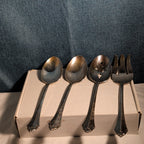 4 Pc ONEIDA Community ROYAL FLUTE Serving Set | Kenwood Meat Fork Spoons MCM