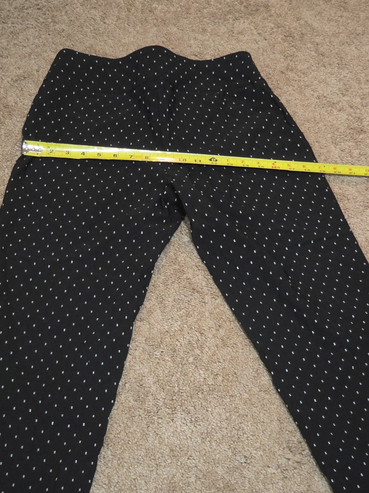 Zac & Rachel Pants 12 Black White Polka Dot Pull On Stretch