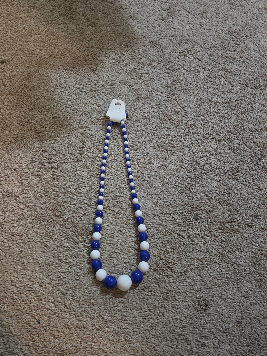 Chunky Bubblegum Bead Necklace Earring Set Blue White Retro