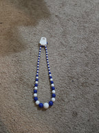 Chunky Bubblegum Bead Necklace Earring Set Blue White Retro