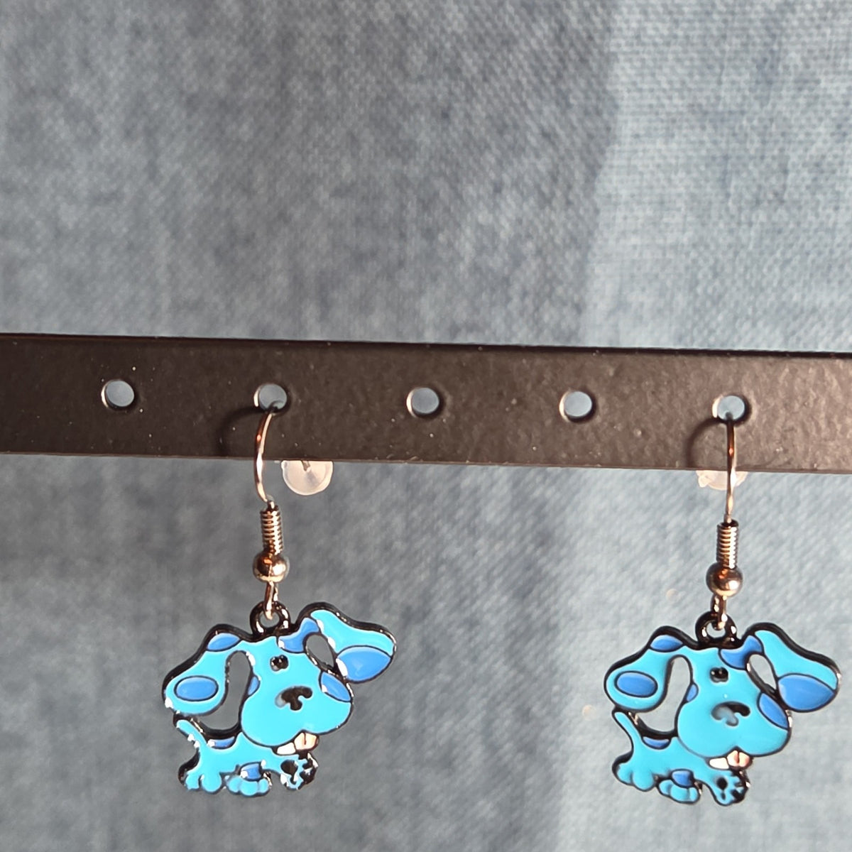 Blue Paw Print Dangle Earrings Cute Pet Lover Enamel Hook Drop Jewelry