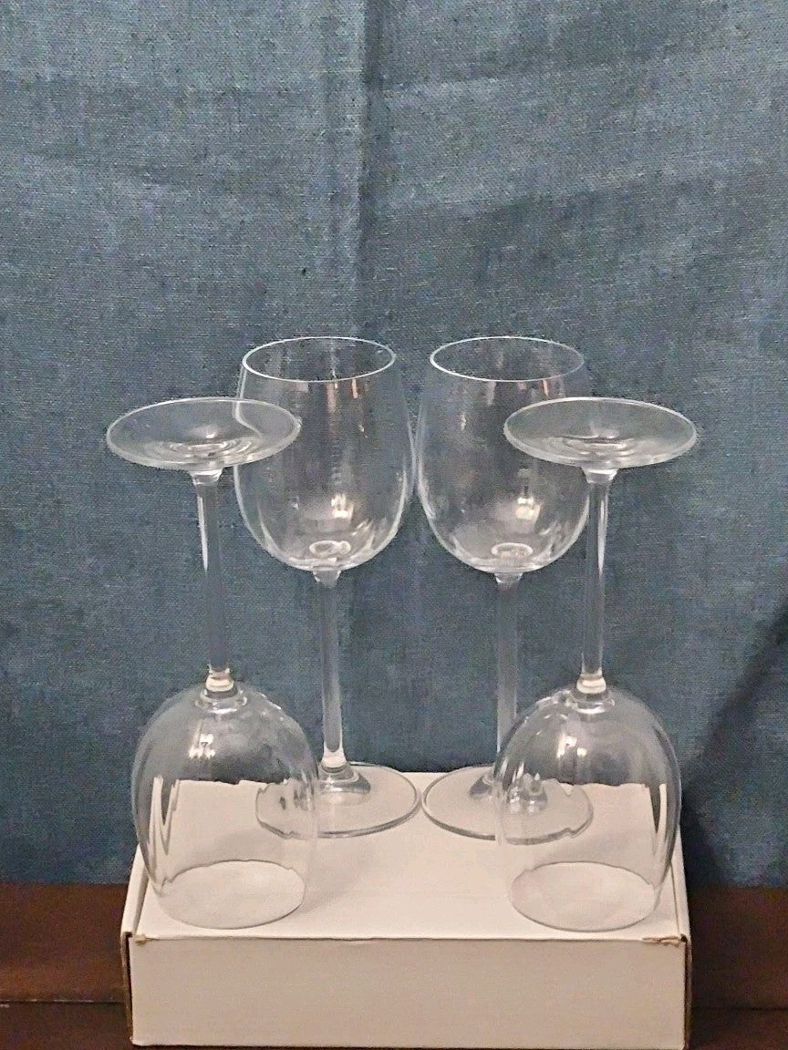 Set of 4 Clear Glass Stemmed Wine Glasses Balloon Bowl All-Purpose Stemware
