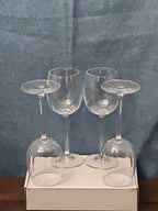 Set of 4 Clear Glass Stemmed Wine Glasses Balloon Bowl All-Purpose Stemware