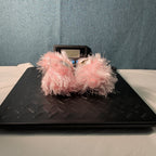 Lion Brand Fun Fur Yarn Soft Pink #101 Lot of 2 Skeins 128yds Eyelash Fluffy NEW