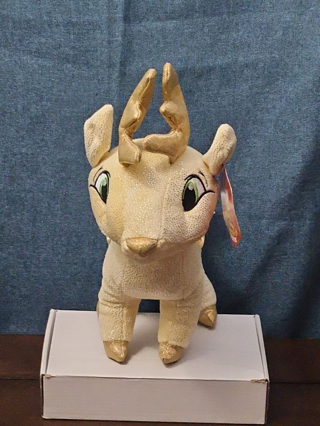 Sugar Loaf Santa’s Classic Reindeer | DASHER White Gold Sparkle Plush | Rare