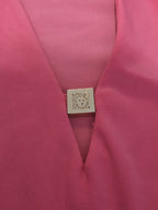 Anne Klein Sport Blouse Coral Lion Logo V-Neck Jersey Career Top Gently Used L