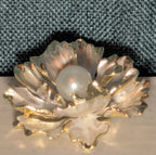 Peony Flower Brooch Pin Gold Tone Faux Pearl Enamel Coquette NWOT