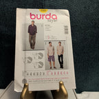 Burda 7525 Men's Shirt Pattern Button Up Tuxedo Bib Band Collar SZ 34-44 UNCUT