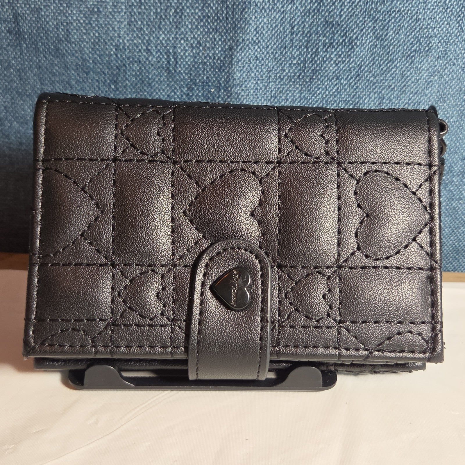 Betsey Johnson Luv Betsey Heart Quilted Wallet Y2K Goth