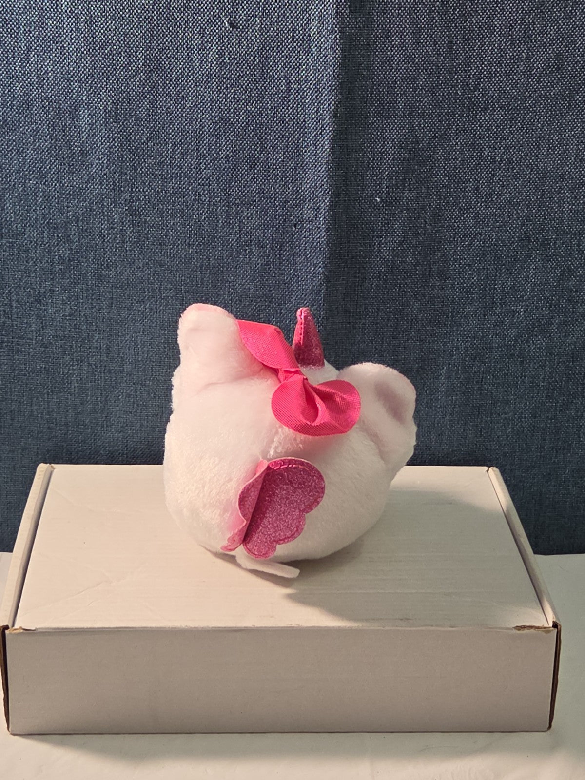 ZURU Rainbocorn Puppycorn Penny the Pug 5" Plush White Pink Bow Glitter Horn