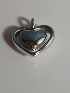 Double Heart Pendant Silver Tone Puffed Charm Y2K