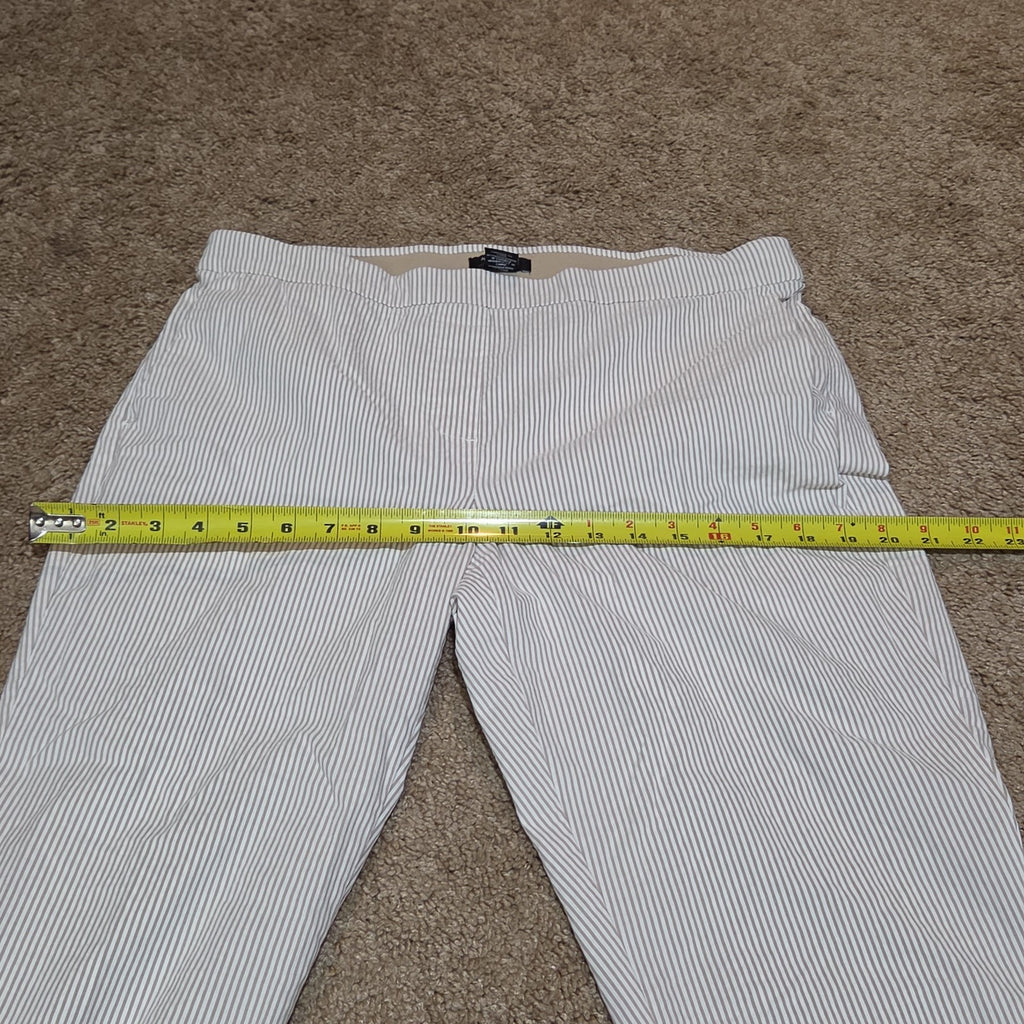Jones New York Pants Womens 12 Tan White Stripe Pull On Crop Trouser Cotton Good