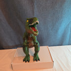 T-Rex Dinosaur Toy Soft Rubber Vinyl Tyrannosaurus Rex Green Black Stripe Figure