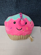 Dan Dee Cupcake Plush Keychain | Pink Happy Face Bag Clip | Kawaii Food Stuffed