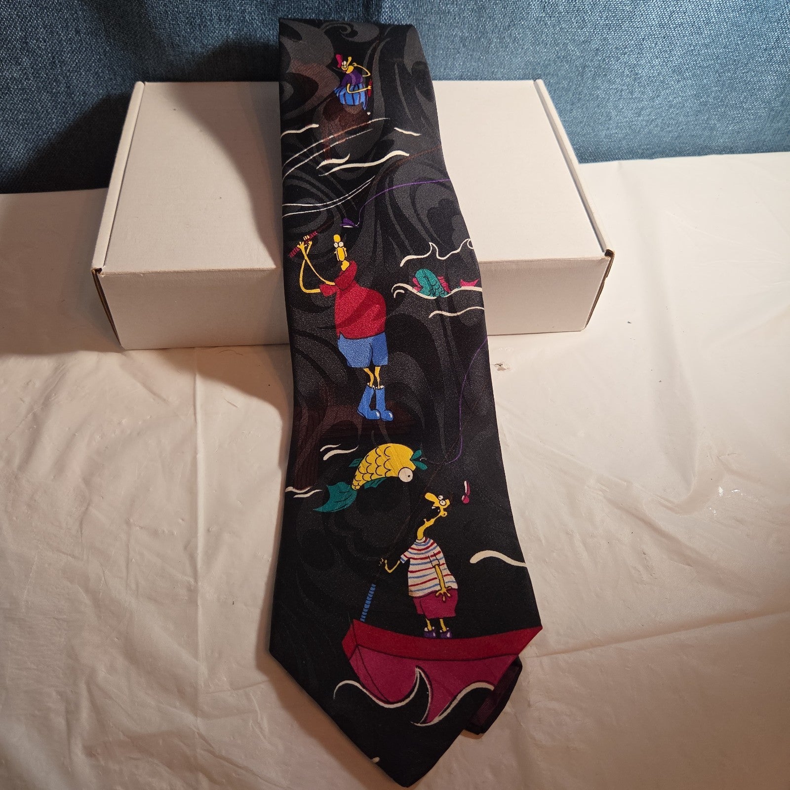 Vintage 90s Hallmark Fishing Tie The Big Catch SpecialTies Men Novelty Polyester