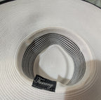Tuscany Wide Brim Church Derby Dress Hat Black White Flower Bow Ribbon