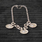 Silver Tone Chunky Crystal Bib Statement Necklace