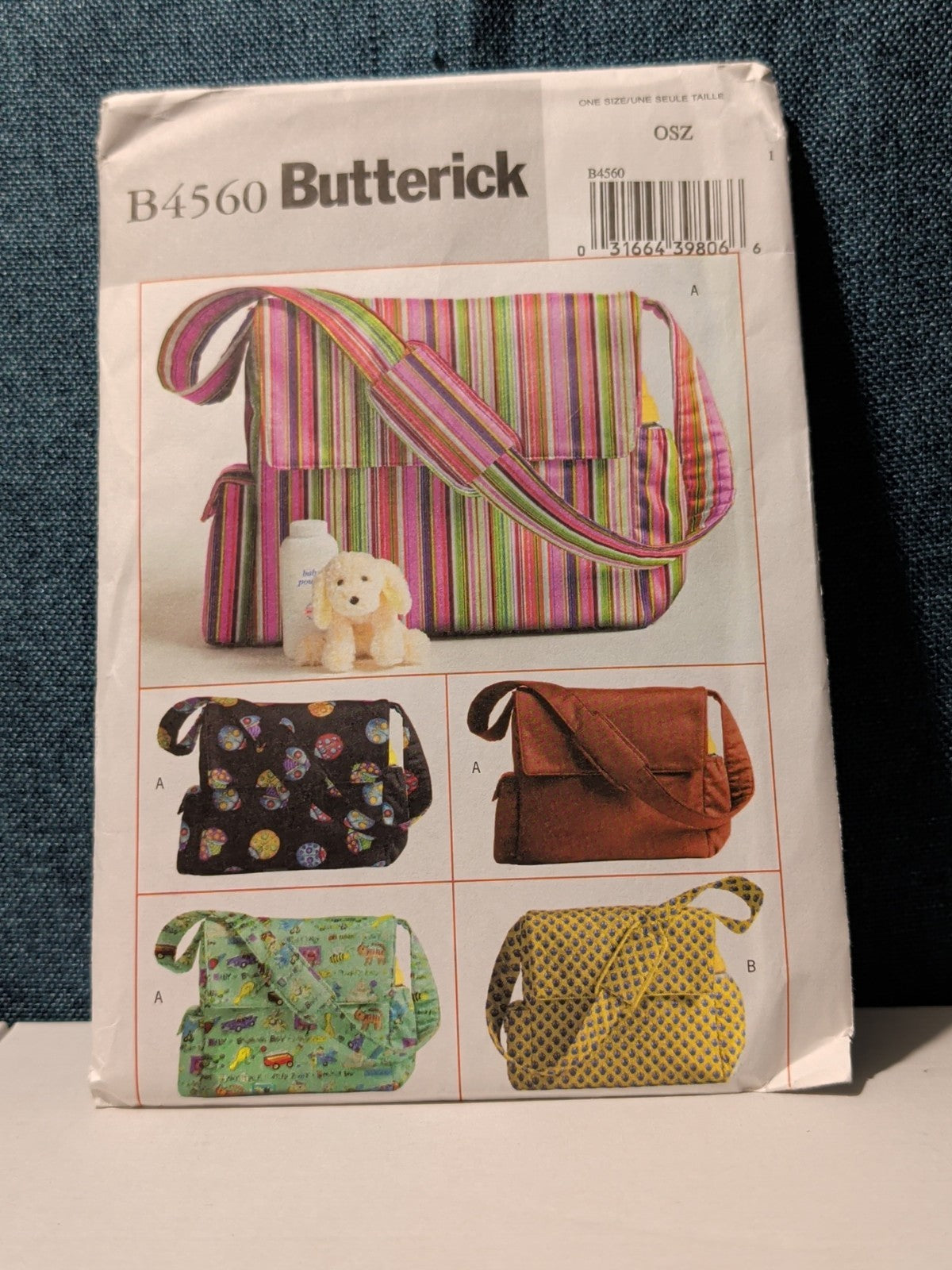 Butterick B4560 Pattern 2005 | Diaper Bag Tote | 2 Styles Lined Pockets UNCUT
