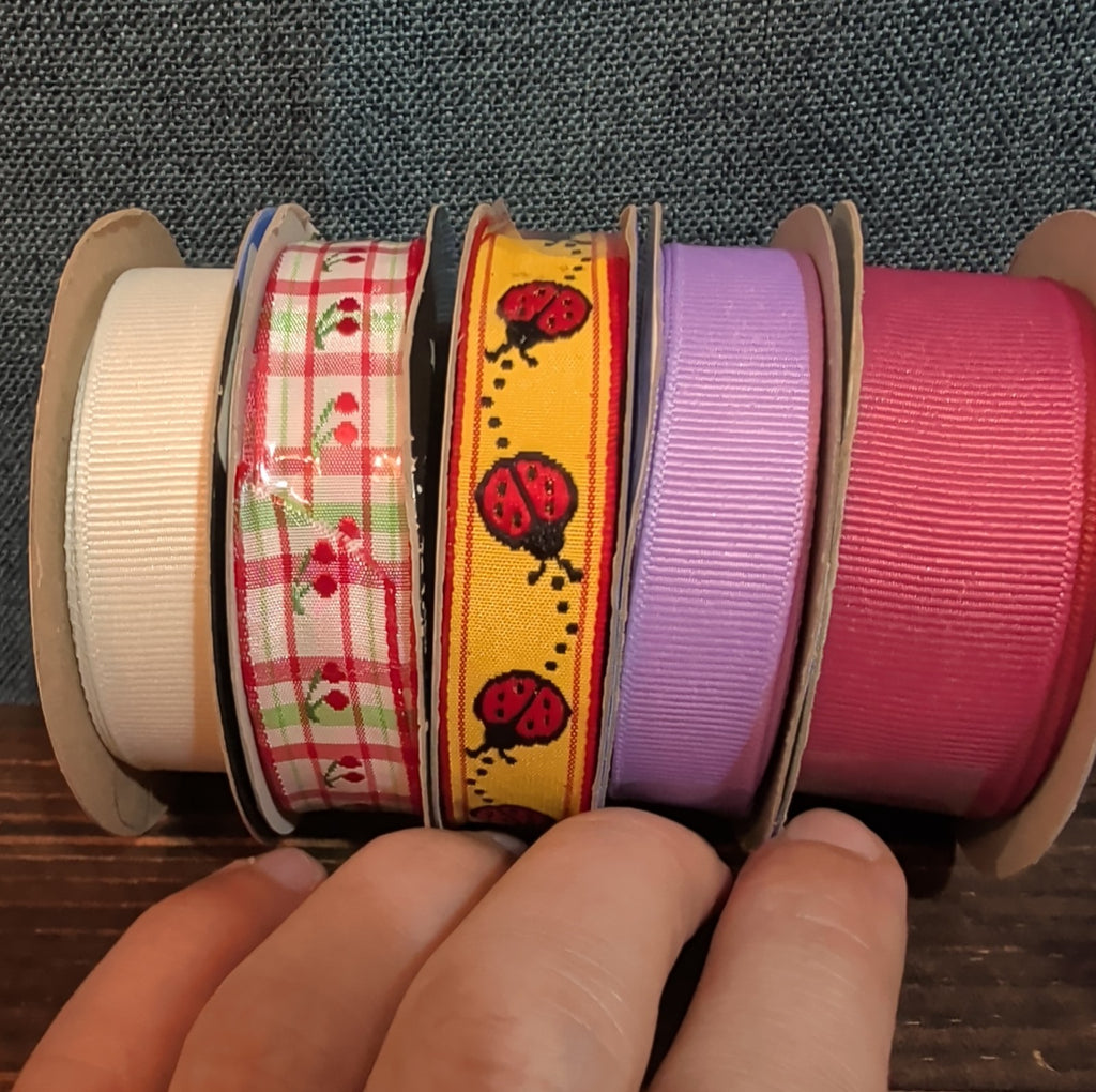 Offray Ribbon Lot 5 Ladybug Cherry Solid Spring Craft Destash
