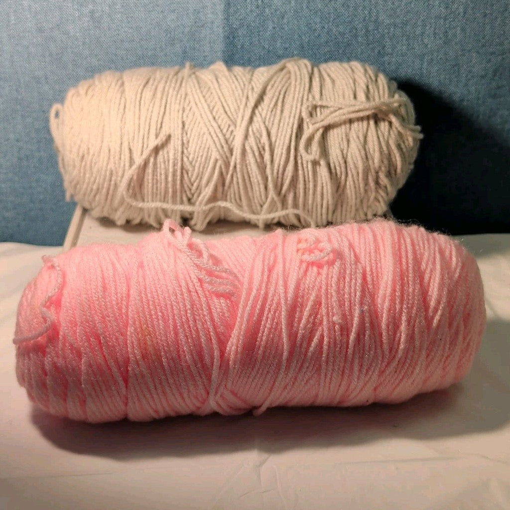 Assorted Yarn 12oz Baby Pink & Light Grey Silver Crochet Knitting Destash