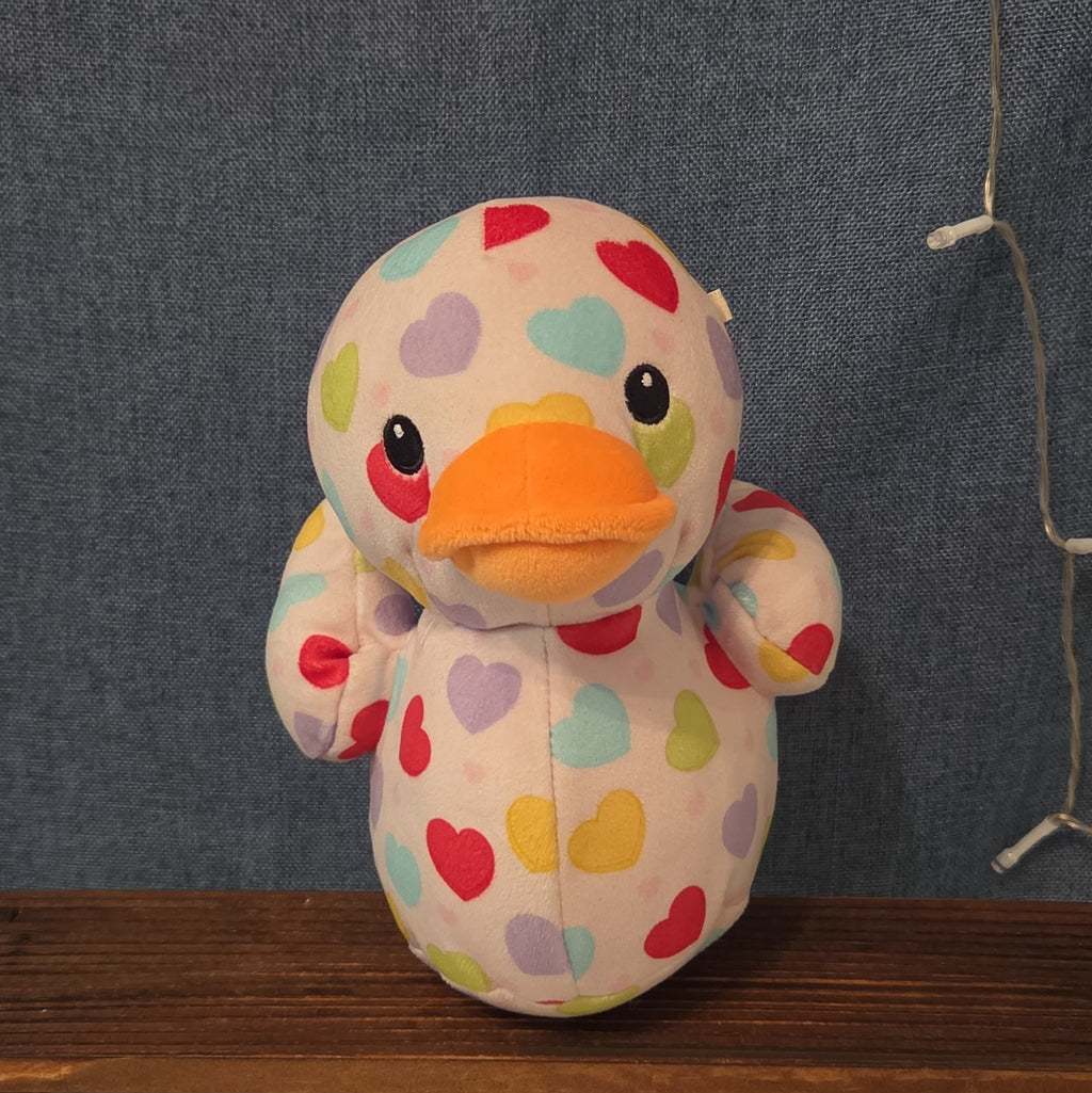 Way To Celebrate Duck Plush Heart Print Pastel Kawaii