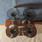 Greenbrier Set 4 Smokey Grey Gray Wine Glasses 12oz