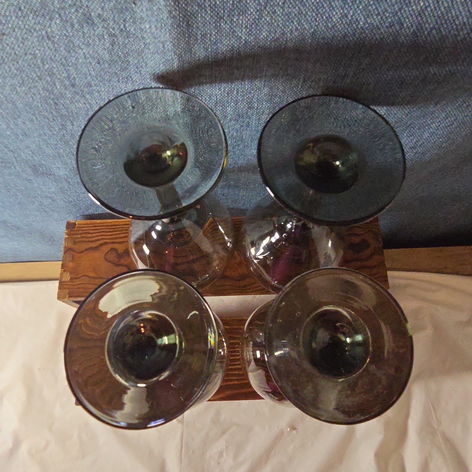 Greenbrier Set 4 Smokey Grey Gray Wine Glasses 12oz