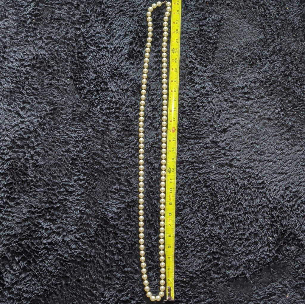 Vintage 54" Champagne Hand Knotted Faux Pearl Flapper Necklace