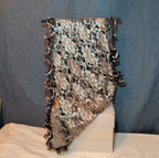 Laurena by LJL Metallic Lace Scarf Wrap Silver Black Ruffled Boho NWT 63x23