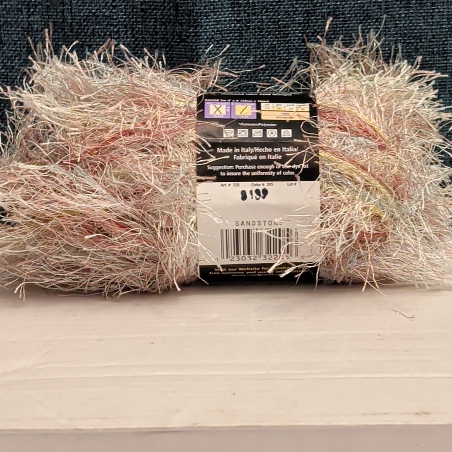 Lion Brand Fun Fur Prints Yarn 1 Skein Sandstone 225 Made in Italy Eyelash NOS