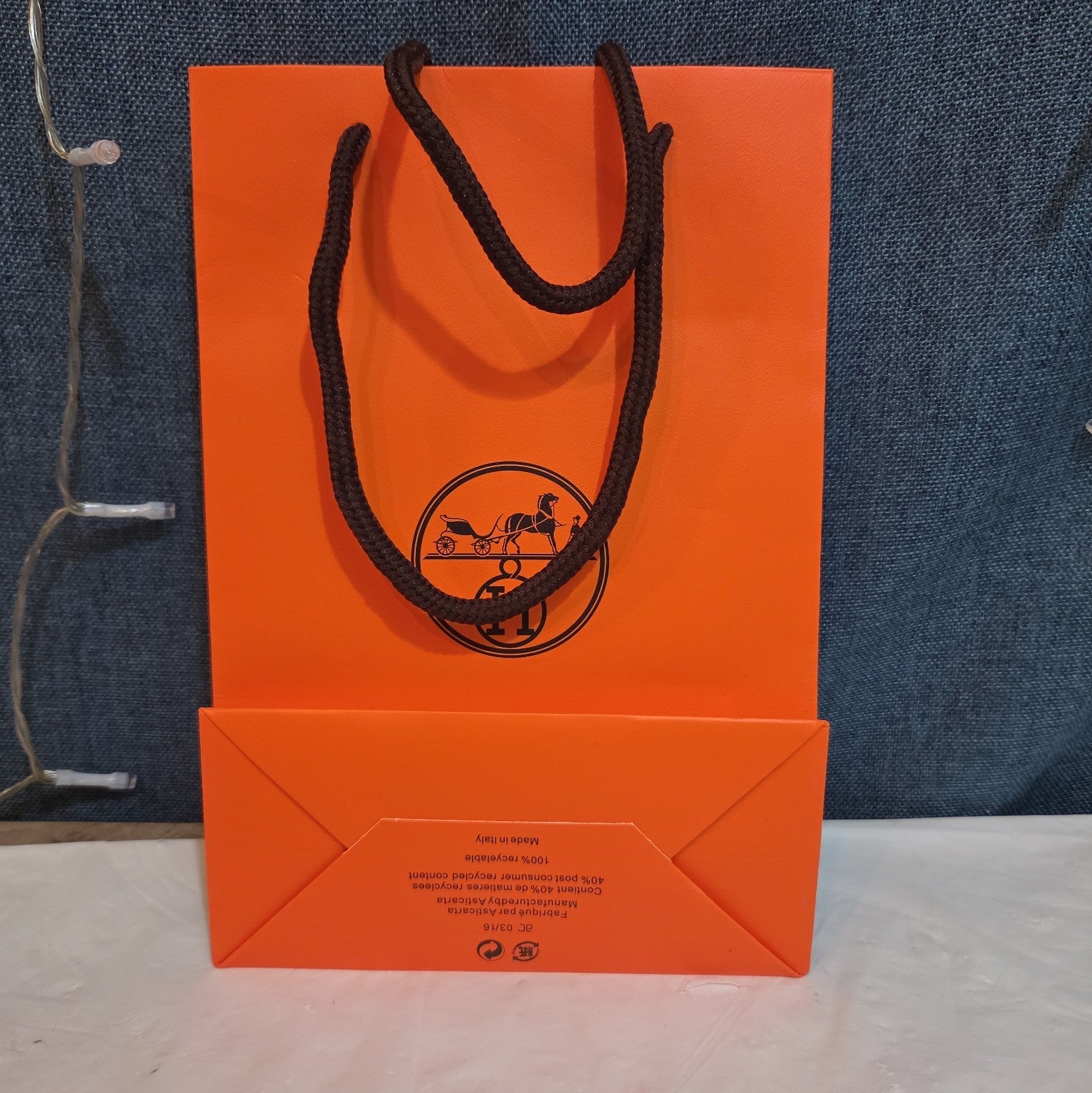 Hermes Small Orange Shopping Bag Authentic Paper Gift Tote Luxury Decor