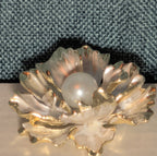 Peony Flower Brooch Pin Gold Tone Faux Pearl Enamel Coquette NWOT