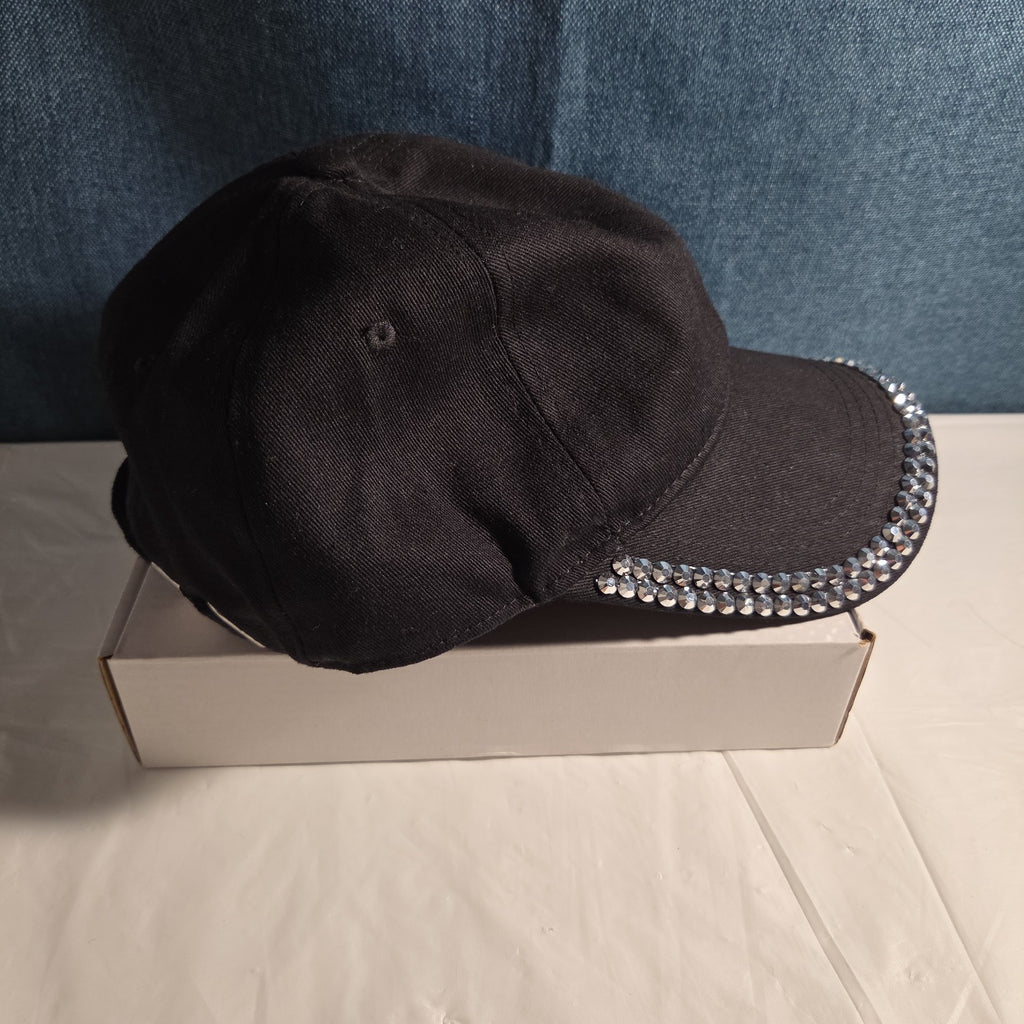 Black Rhinestone Trim Baseball Cap Peng Yuan