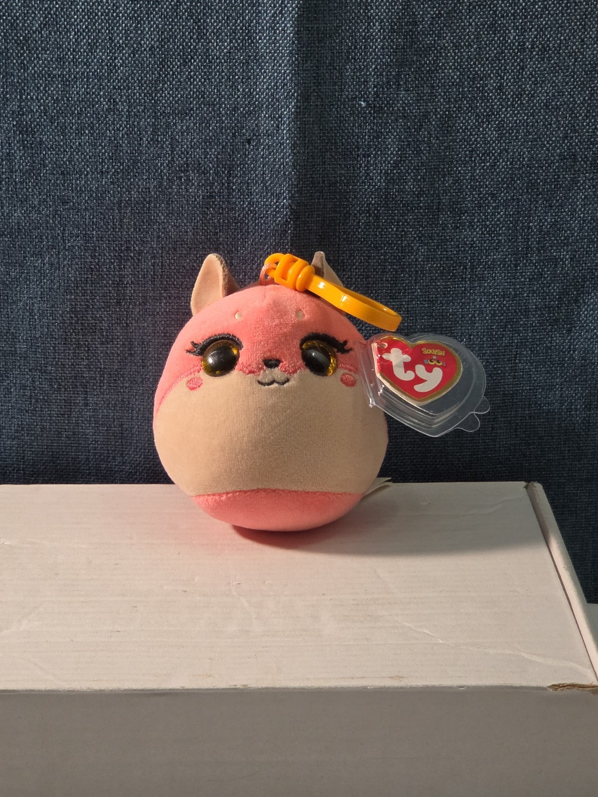 TY Roxie the Fox Squish-A-Boos Mini 3" Clip Plush MWMT with Tag Protector NEW