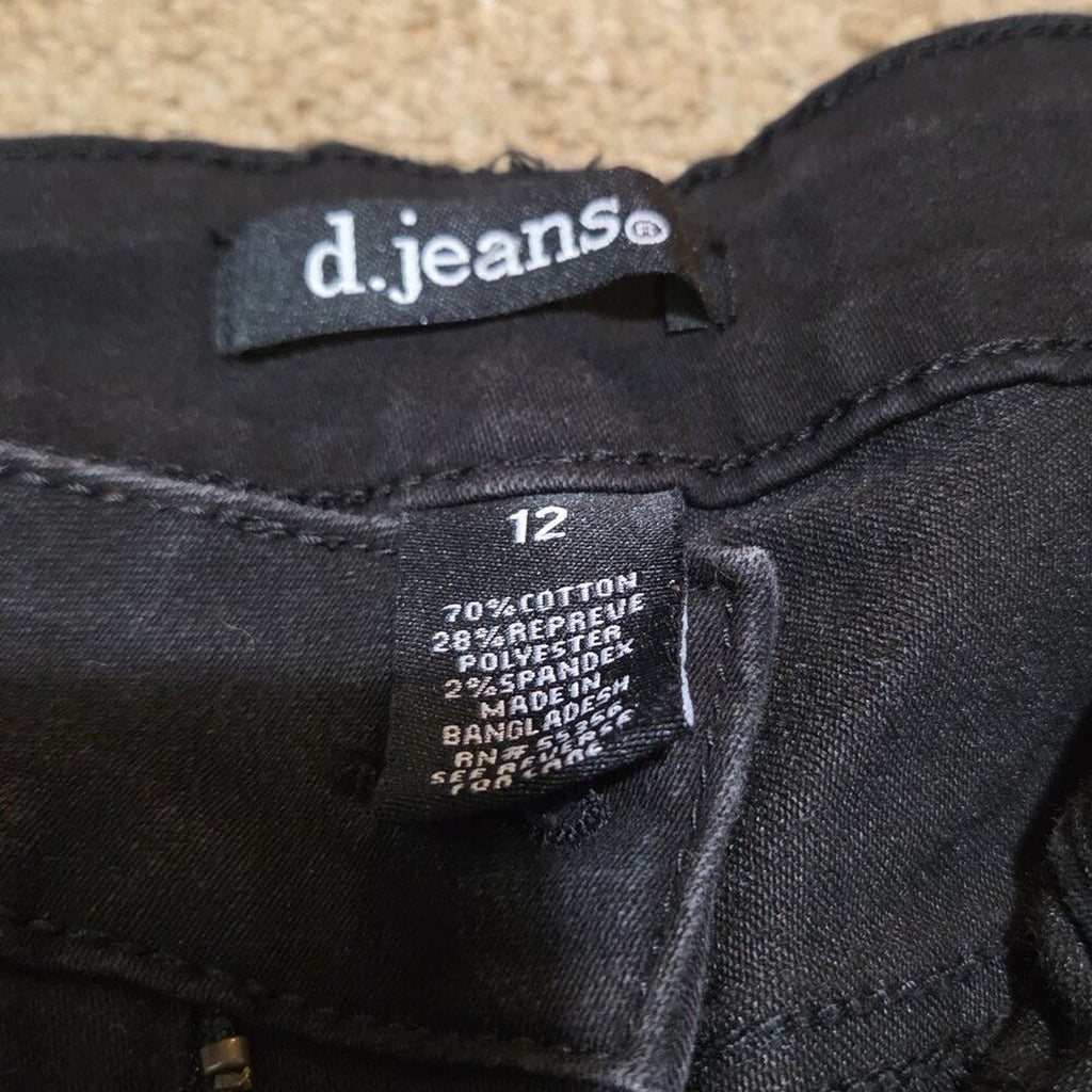 d.jeans High Waist Shorts Black Repreve Stretch Denim Modern Preowned Size 12