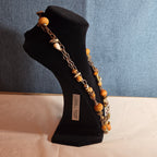 Earth Tone Bead Coppertone Chain Necklace Boho 70s Vibe