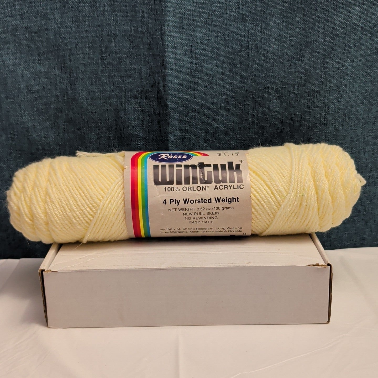Vintage Wintuk Yarn 100% Orlon Acrylic Fisherman Cream 4-Ply Worsted Weight NOS