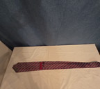 Bergamo New York Tie Burgundy Red Silver Striped Mens Silk Necktie Regimental
