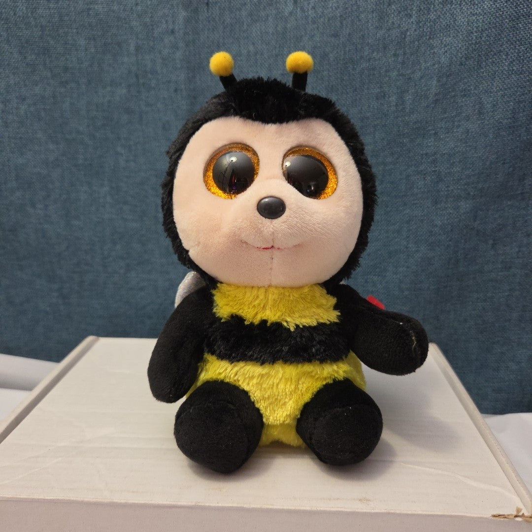 Ty Beanie Boos Buzby the Bee 6" Plush Gold Glitter Eyes Retired 2014 MWMT 36150