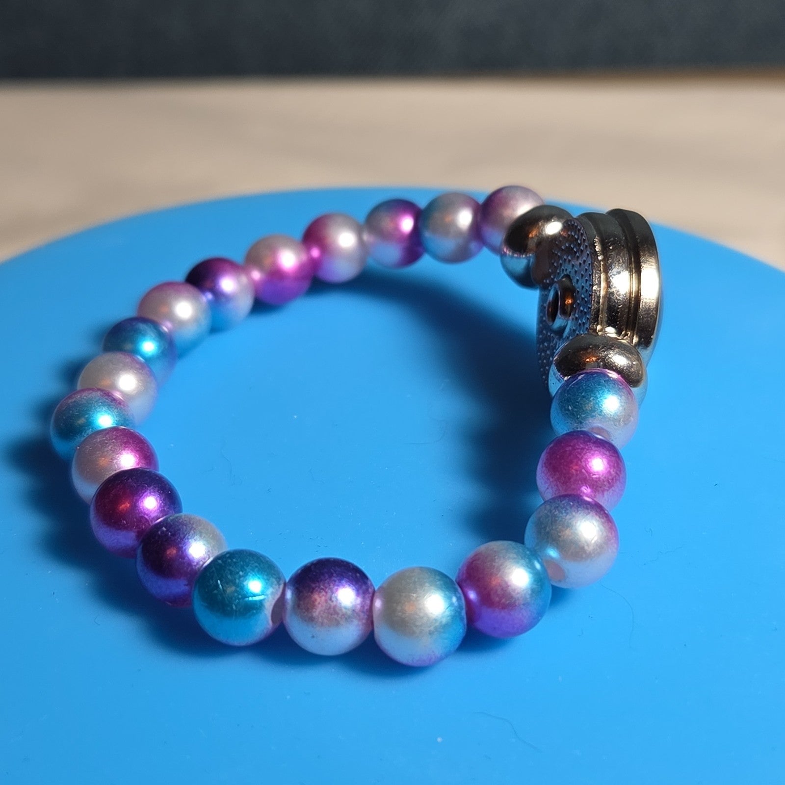 Taylor Swift Lover Snap Charm Beaded Stretch Bracelet